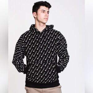 Champion Reverse Weave All Over Print Hoodie Pullover Sweater Jumper Mens Small